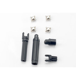 TRAXXAS TRA7056 HALF SHAFTS, CENTER FRONT (1), CENTER REAR (1) (INTERNAL SPLINED HALF SHAFTS (2)/EXTERNAL SPLINED HALF SHAFT) (2))/ METAL U-JOINTS (4)