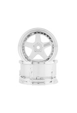 DS RACING DSC-DE-010 ELEMENT 5 SPOKE DRIFT WHEELS WHITE FACE CHROME LIP (2)