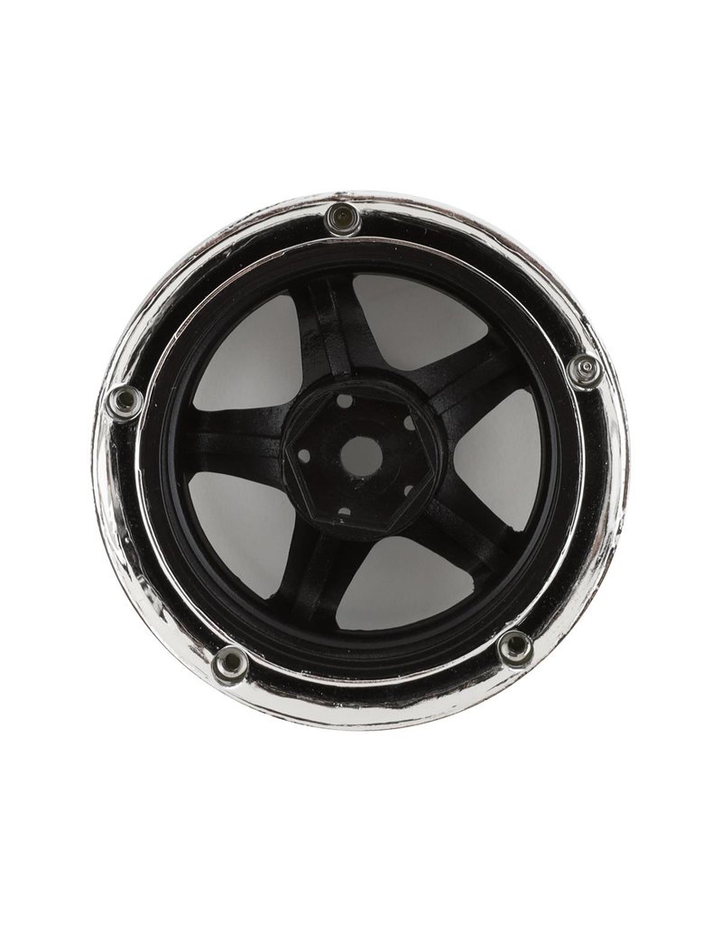 DS RACING DSC-DE-014 ELEMENT 5 SPOKE DRIFT WHEELS BLACK FACE CHROME LIP W/BLACK RIVETS (2)