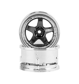 DS RACING DSC-DE-019 ELEMENT 5 SPOKE DRIFT WHEELSGUNMETAL CHROME LIP (2)