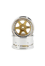 DS RACING DSC-DE-217 ELEMENT 6 SPOKE DRIFT WHEELS GOLD CHROME LIP (2)