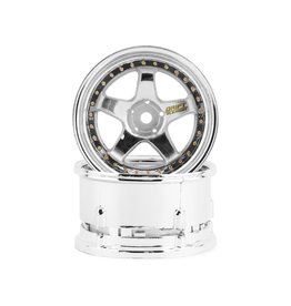 DS RACING DSC-DE-009 ELEMENT 5 SPOKE DRIFT WHEELS TRIPLE CHROMEW/GOLD RIVETS 2