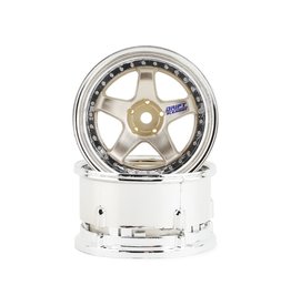 DS RACING DSC-DE-015 ELEMENT 5 SPOKE DRIFT WHEELS LIGHT GOLD CHORME LIP (2)