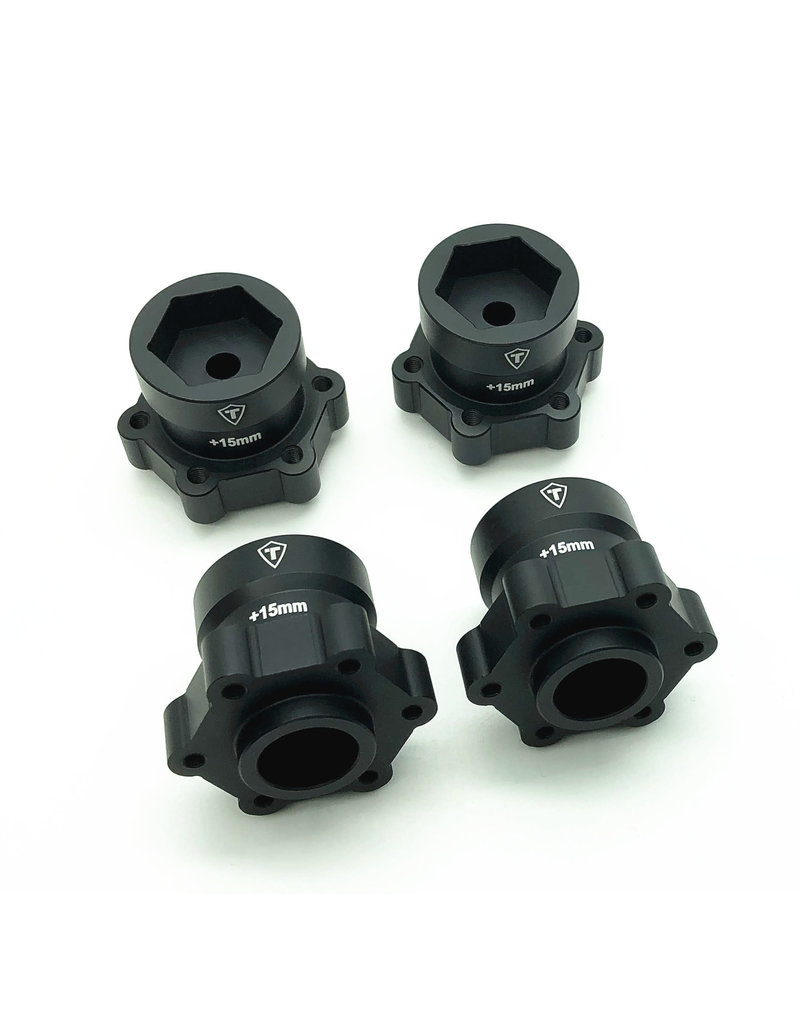 TREAL TRLB07KSSHMPB ALUMINUM WHEEL HUB SPACERS +15MM LMT BLACK (4)