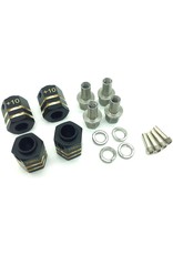 TREAL TRLX0023D9RWP BRASS EXTENDED WHEEL HUBS +10MM HEX PINS FOR TRX4: BLACK (4)