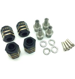 TREAL TRLX0023D9RWP BRASS EXTENDED WHEEL HUBS +10MM HEX PINS FOR TRX4: BLACK (4)