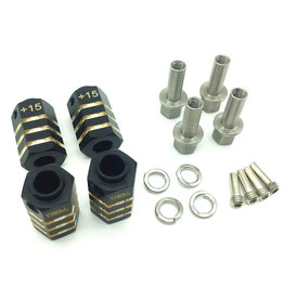 TREAL TRLX0023D9UYF BRASS EXTENDED WHEEL HUBS +15MM FOR TRX4 BLACK (4)