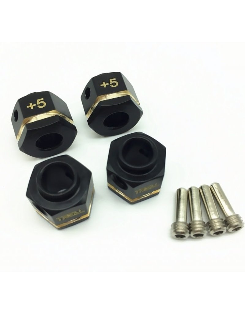 TREAL TRLX0023GW5H1 BRASS EXTENDED WHEEL HUBS +5MM TRX4 BLACK (4)