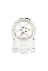 DS RACING DSC-DE-209 ELEMENT DRIFT WHEELS 6 SPOKE TRIPLE CHROME W/ GOLD RIVETS (2)