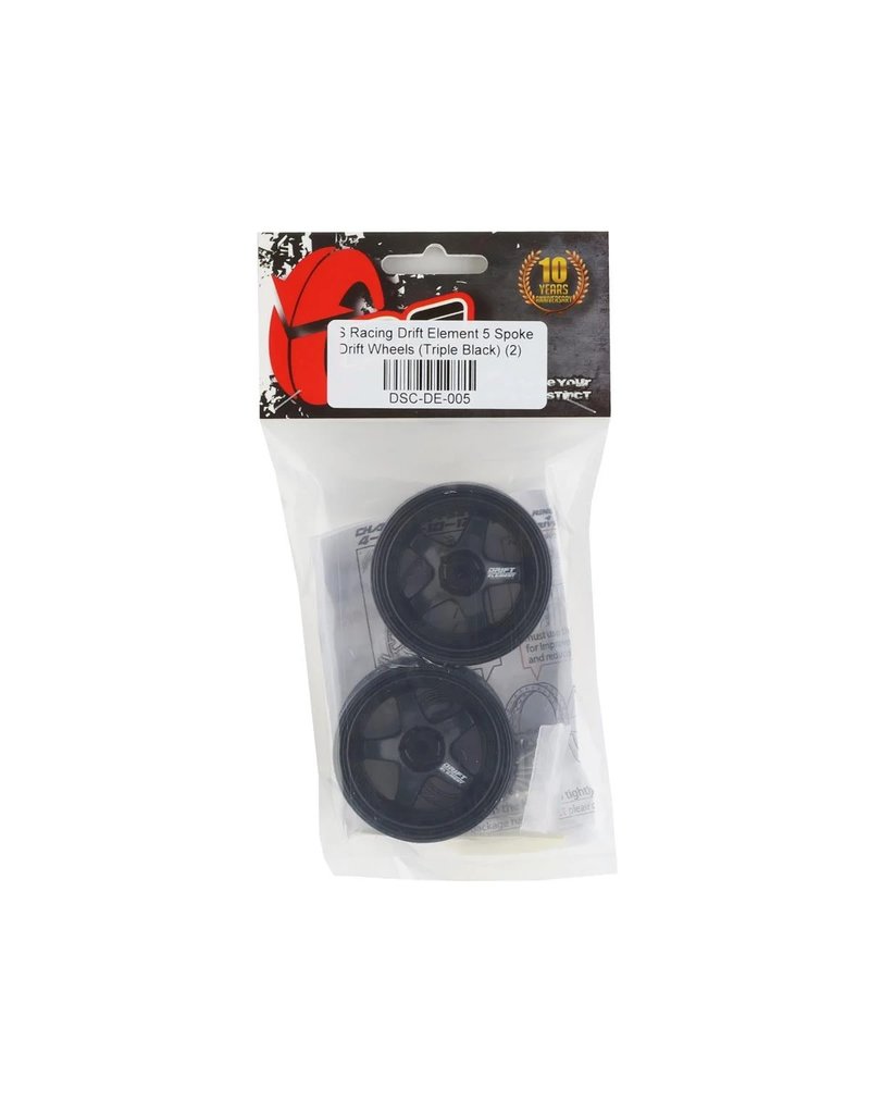 DS RACING DSC-DE-005 ELEMENT DRIFT WHEELS 5 SPOKE TRIPLE BLACK (2)