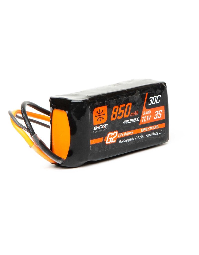 SPEKTRUM SPMX8503S30 3S LIPO 11.1V 850MAH 30C SMART G2  BATTERY: IC2