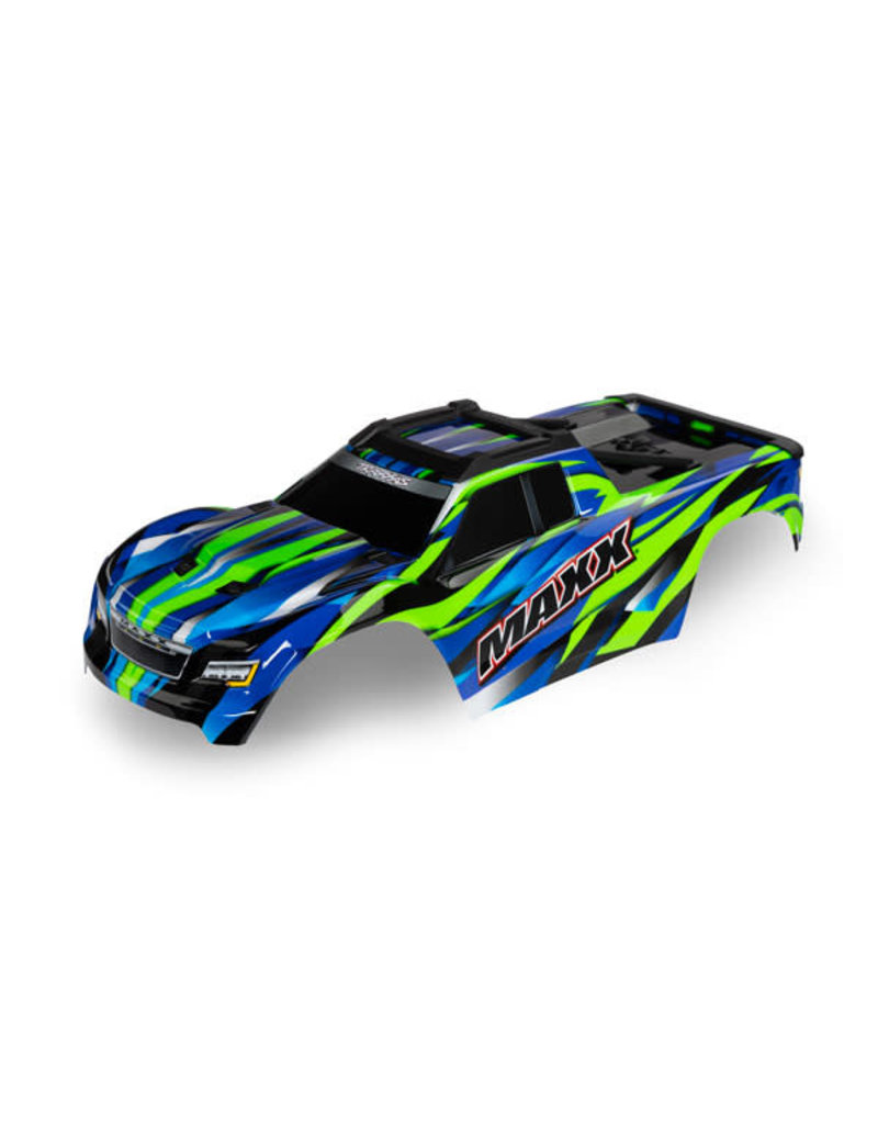 TRAXXAS TRA8918G MAXX BODY WITH BODY MOUNT FIT EXTENDED CHASSIS: GREEN
