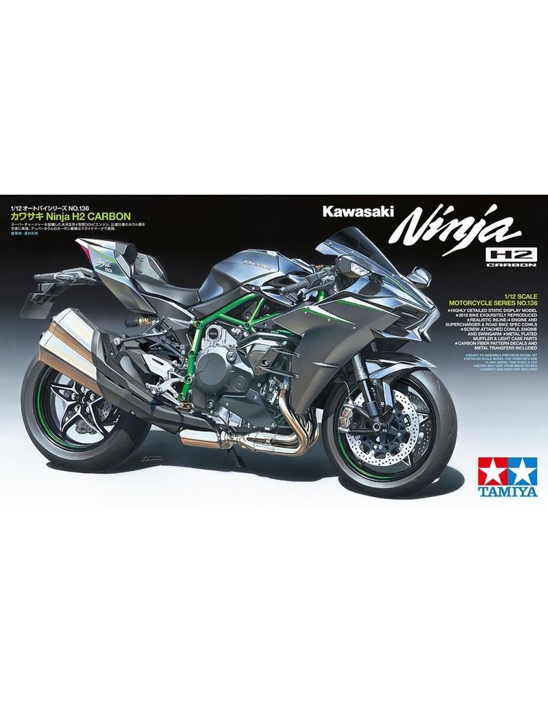 TAMIYA TAM14136 1/12 KAWASAKI NINJA H2 CARBON PLASTIC MODEL KIT
