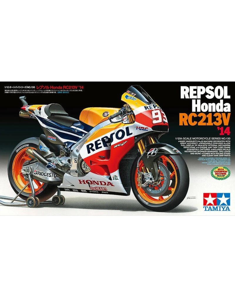 TAMIYA TAM14130 1/12 REPSOL HONDA RC213V '14 PLASTIC MODEL KIT