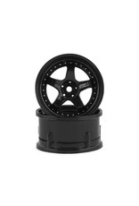DS RACING DSC-DE-006 ELEMENT DRIFT WHEELS TIPLE BLACK W/SILVER RIVETS (2)