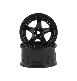 DS RACING DSC-DE-006 ELEMENT DRIFT WHEELS TIPLE BLACK W/SILVER RIVETS (2)