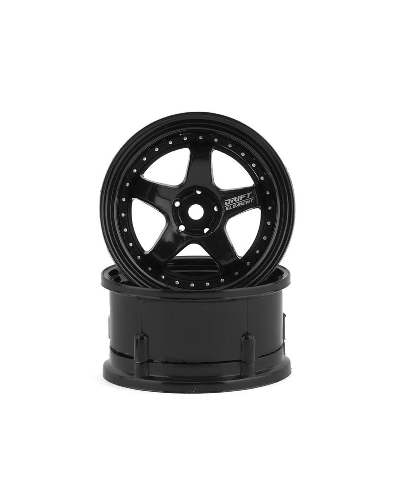 DS RACING DSC-DE-006 ELEMENT DRIFT WHEELS TIPLE BLACK W/SILVER RIVETS