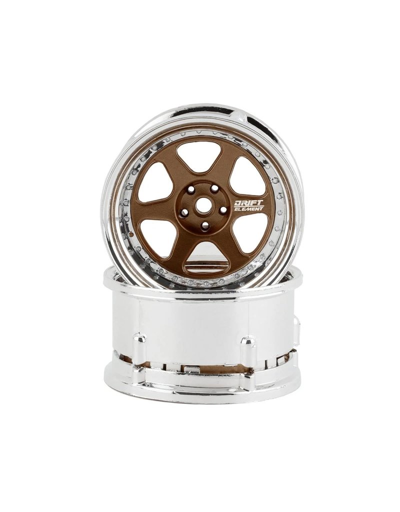 DS RACING DSC-DE-221 ELEMENT DRIFT WHEELS BRONZE AND CHROME (2)