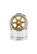 DS RACING DSC-DE-218 ELEMENT DRIFT WHEELS GOLD AND CHROME W/GOLD RIVETS