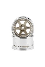 DS RACING DSC-DE-216 ELEMENT DRIFT WHEELS GOLD AND CHROME W/GOLD RIVETS (2)