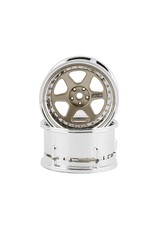 DS RACING DSC-DE-216 ELEMENT DRIFT WHEELS GOLD AND CHROME W/GOLD RIVETS