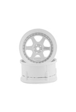 DS RACING DSC-DE-203 ELEMENT DRIFT WHEELS TRIPLE WHITE W/SILVER RIVETS (2)