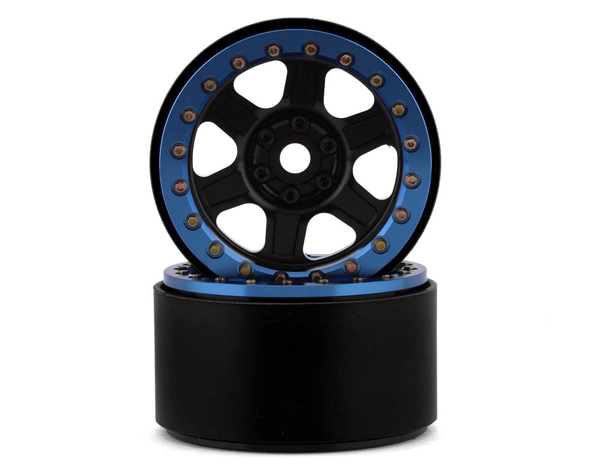 SSD00431 SSD RC CHALLENGER 2.2" BEADLOCK CRAWLER WHEELS (BLACK/BLUE) (2)