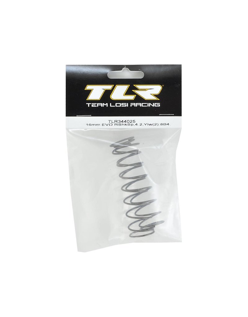 TLR TLR344025 16MM EVO RR SHK SPRING, 4.2 RATE, YELLOW(2):8B 4.0