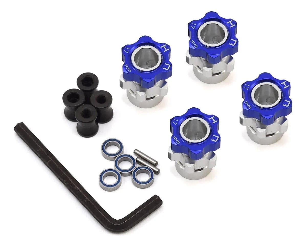 HRAJT107W06 TRAXXAS JATO 17MM HEX WHEEL ADAPTERS W/8MM EXTENSION (BLUE) (4)