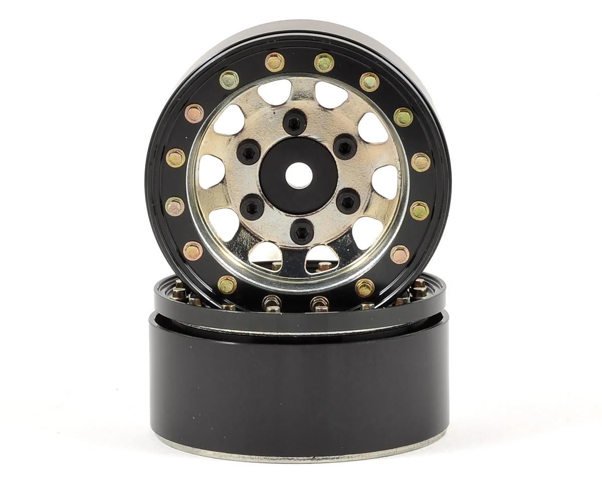 SSD00099 SSD RC D HOLE 1.55" STEEL BEADLOCK CRAWLER WHEELS (SILVER) (2)
