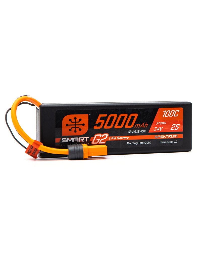 SPEKTRUM SPMX52S100H5 2S LIPO 7.4V 5000MAH 100C SMART G2 BATTERY: IC5