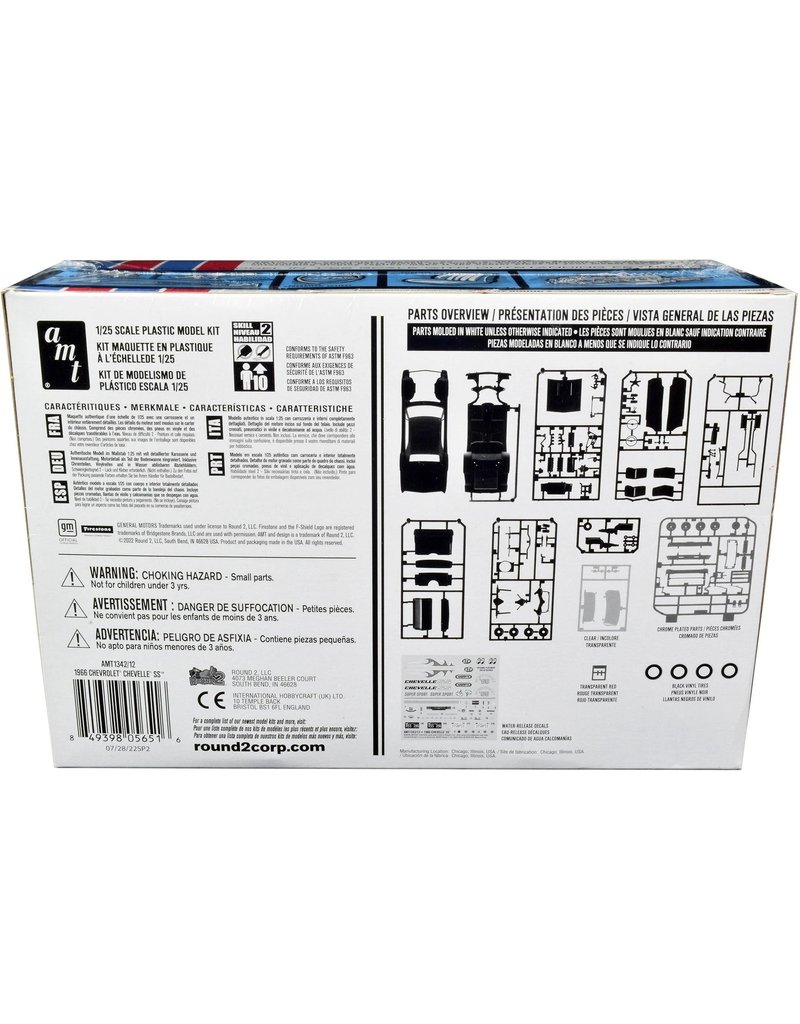 AMT AMT1342 1/25 1966 CHEVY CHEVELLE PLASTIC MODEL KIT