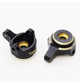 TREAL TRLX002MHU5DR SCX24 BRASS FRONT STEERING KNUCKLES 10G BLACK