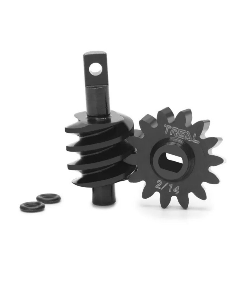TREAL TRLX002Q4CPRF SCX24 STEEL GEARS 2T/14T OVERDRIVE