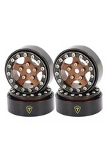 TREAL TRLX002XB2X1T 1.0 BEADOCK WHEELS FOR SCX24 W/ BRASS RINGS B-TYPE BLACK/BRONZE (4)