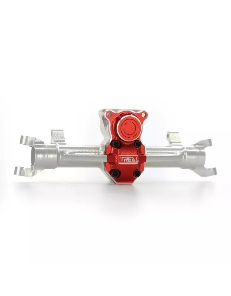 TREAL TRLX002KLZUL7 SCX24 FRONT AXLE HOUSING ALUMINUM SILVER/RED