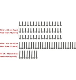 HOT RACING HRASXTF14SS M1.4 STAINLESS STEEL FULL SCREW SET FOR AXIAL SCX24 (81)