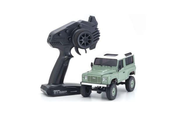 KYO32527GR MINI-Z 4X4 READYSET LAND ROVER DEFENDER 90: GRASMERE GREEN / ALASKA WHITE