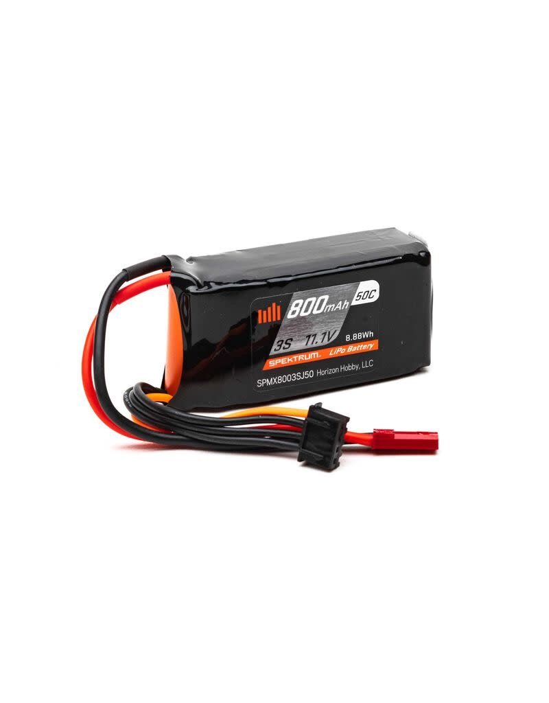 SPEKTRUM SPMX8003SJ50 3S LIPO 11.1V 800MAH 50C BATTERY: JST