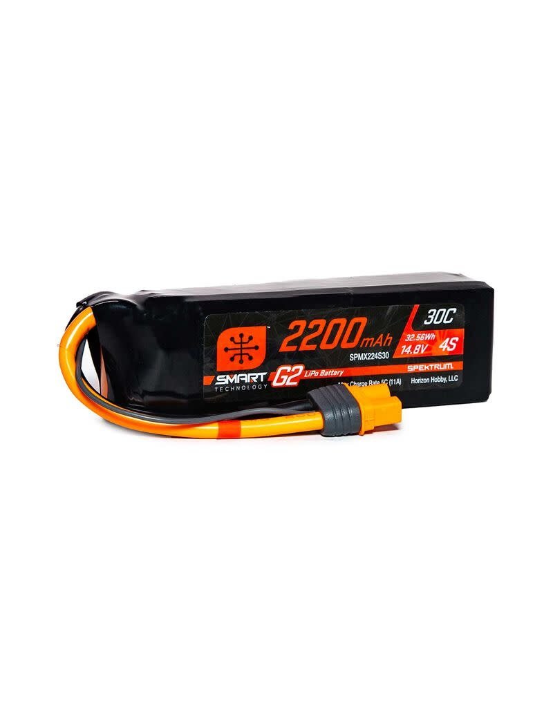 SPEKTRUM SPMX224S30 4S LIPO 14.8V 2200MAH 30C SMART G2 BATTERY: IC3