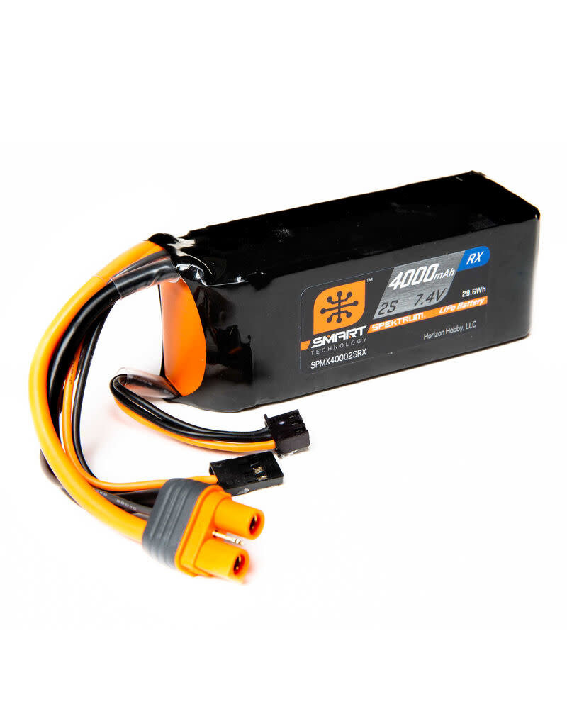 SPEKTRUM SPMX40002SRX 2S LIPO 7.4V 4000MAH SMART RECEIVER BATTERY: IC3