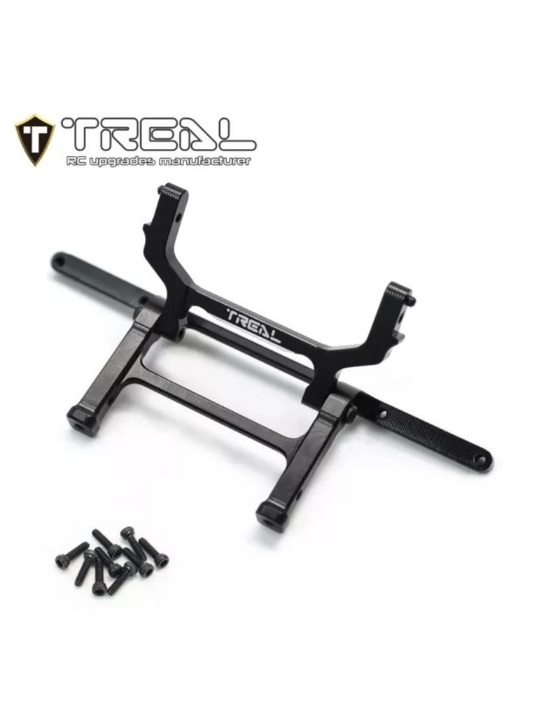 TREAL TRLX003I94MWX 7075 REAR BUMPER MOUNT AND REAR BODY POST MOUNT FOR SCX 24 C10 BLACK
