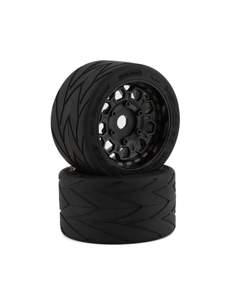 METHOD RC MTD1401 VELOCITER BELTED 1/7 ON-ROAD REAR TIRES ON HIVE 17MM HEX WHEELS (2)