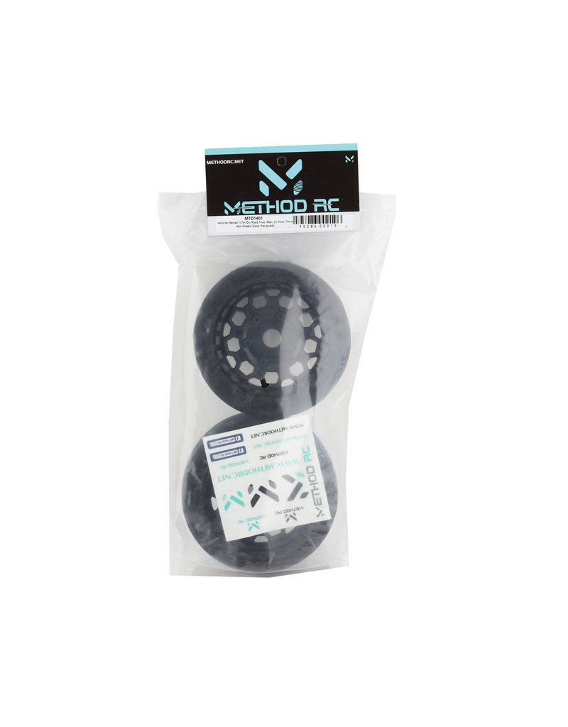METHOD RC MTD1401 VELOCITER BELTED 1/7 ON-ROAD REAR TIRES ON HIVE 17MM HEX WHEELS (2)