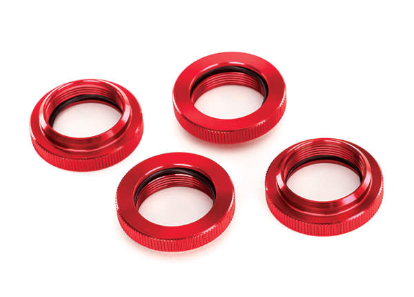 TRA7767R SPRING RETAINER (ADJUSTER), RED-ANODIZED ALUMINUM, GTX SHOCKS (4) (ASSEMBLED WITH O-RING)