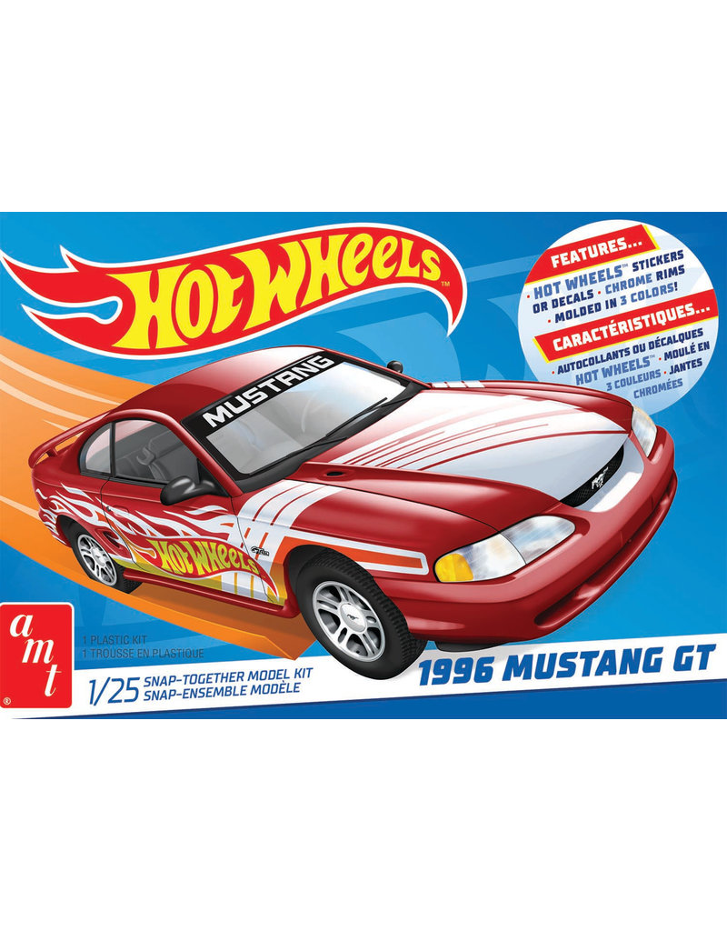 AMT AMT1298M 1/25 HOT WHEELS 1996 FORD MUSTANG GT (SNAP) 2T PLASTIC MODEL KIT