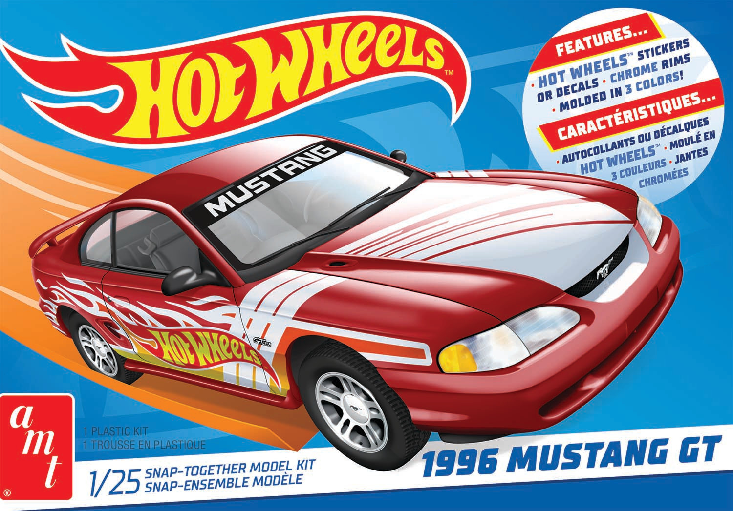 AMT1298M 1/25 HOT WHEELS 1996 FORD MUSTANG GT (SNAP) 2T PLASTIC MODEL KIT