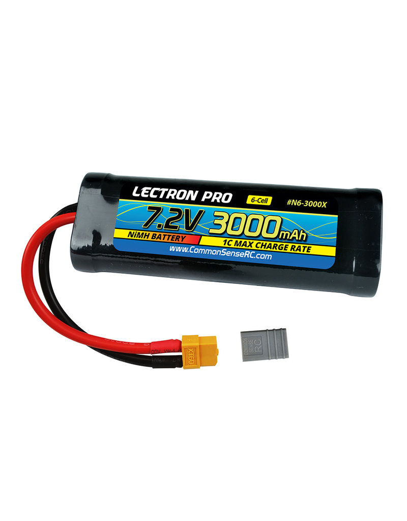 LECTRON PRO LECTRON PRO NIMH 7.2 6 CELL 3000MAH FLAT PACK WITH XT60 AND ADAPTER FOR POPULAR RC VEHICLES