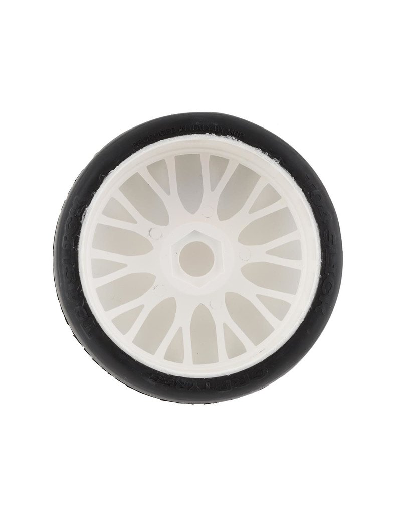 GRP TYRES GRPGTJ04-XM7 1/8 GT SLICK BELTED W/ RIGID WHEEL XM7 (MEDIUM HARD) TIRES: WHITE (2)