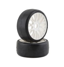 GRP TYRES GRPGTJ04-XM5 1/8 GT SLICK BELTED W/ RIGID WHEEL XM5 (MEDIUM) TIRES: WHITE (2)